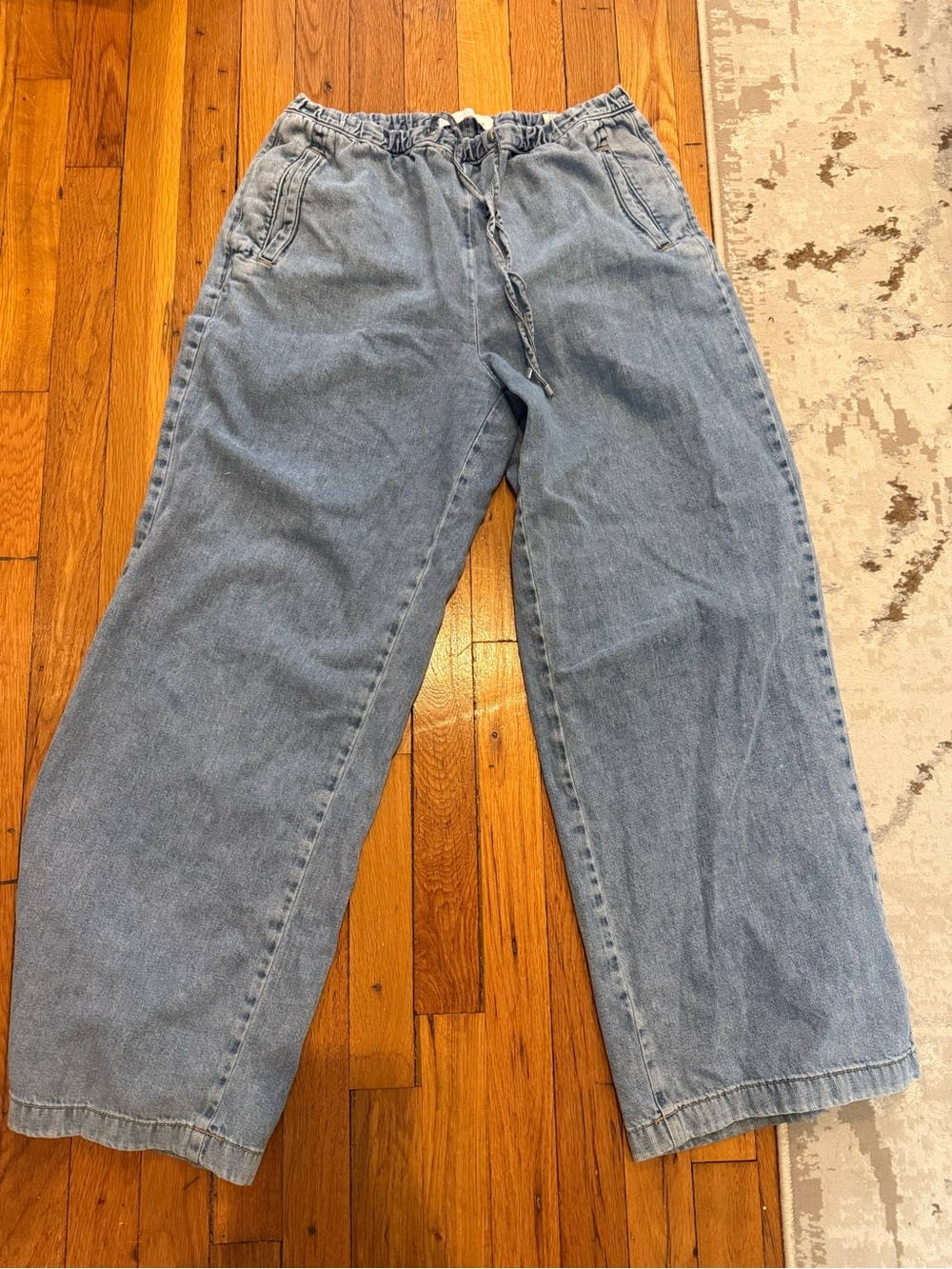 Zara Light Blue Wide Leg Denim Jeans